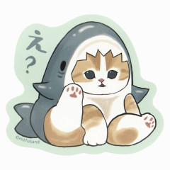 Japan Mofusand Exhibition Vinyl Sticker - Cat / Shark Huh?