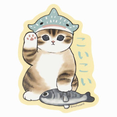 Japan Mofusand Exhibition Vinyl Sticker - Cat / Shark Over Here