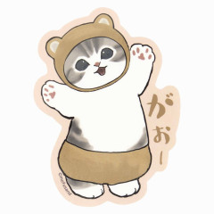 Japan Mofusand Exhibition Vinyl Sticker - Cat / Bear Roar