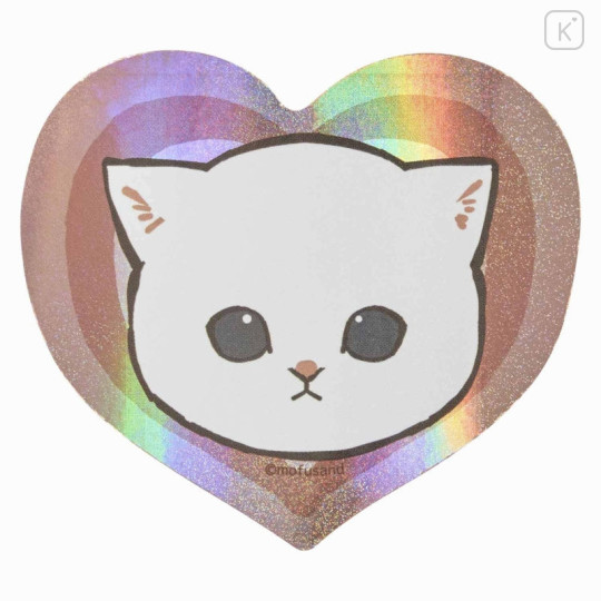 Japan Mofusand Exhibition Hologram Vinyl Sticker - Cat / Heart - 1