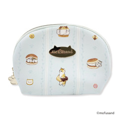 Japan Mofusand Store Round Pouch & Tissue Case - Cat / Sweets / Blue