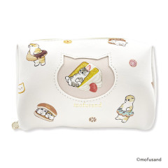 Japan Mofusand Store Square Pouch - Cat / Sweets / White
