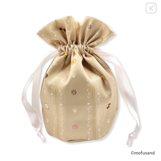 Japan Mofusand Store Drawstring Bag - Cat / Sweets / Cappuccino - 5