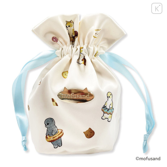 Japan Mofusand Store Drawstring Bag - Cat / Sweets / White - 1
