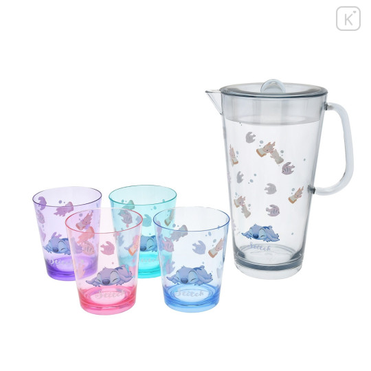 Japan Disney Store Pitcher & Cup Set - Stitch Under The Sea / Chill Life Drinkware - 1