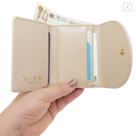 Japan Chiikawa Mini Trifold Wallet - Pink & White - 3