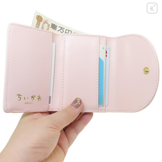 Japan Chiikawa Mini Trifold Wallet - Friends / Pink & White - 3