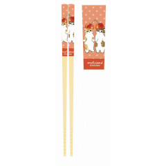 Japan Mofusand Bamboo Chopsticks 21cm - Cat / Cherry Red