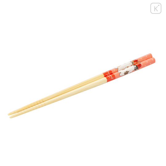 Japan Mofusand Bamboo Chopsticks 21cm - Cat / Cherry Red - 2