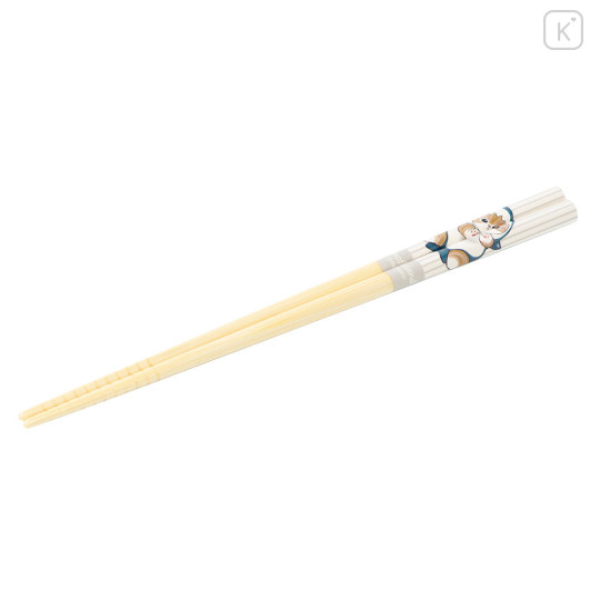 Japan Mofusand Bamboo Chopsticks 21cm - Cat / Shark Nyan White - 2