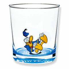 Japan Disney Colorful Glass Tumbler - Donald Duck / Laugh on Floor