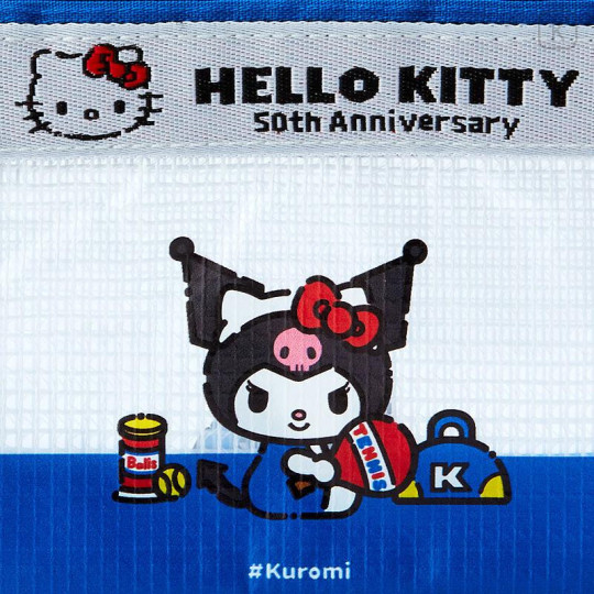 Japan Sanrio Original Vinyl Flat Pouch - Kuromi / Hello Everyone - 4
