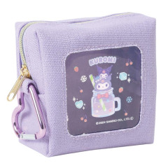 Japan Sanrio Petit Pouch with Carabiner - Kuromi Special Drink