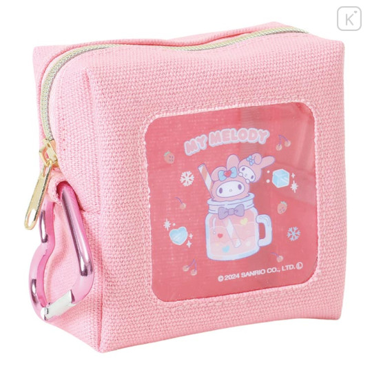 Japan Sanrio Petit Pouch with Carabiner - My Melody Special Drink - 1