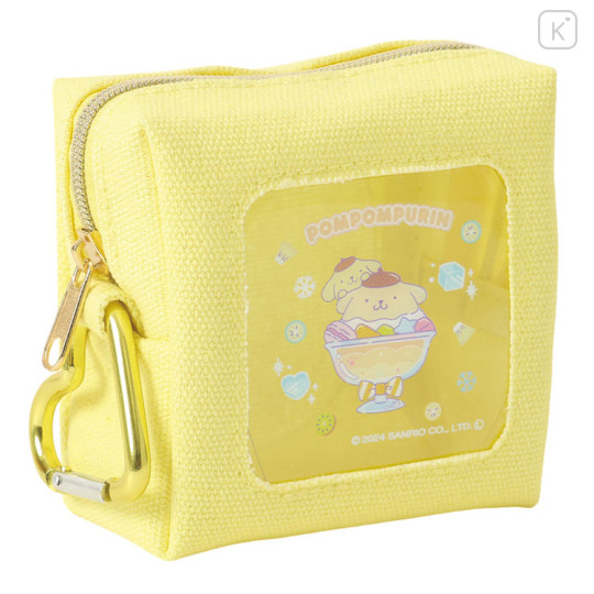 Japan Sanrio Petit Pouch with Carabiner - Pompompurin Special Pudding - 1