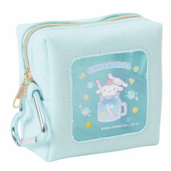 Japan Sanrio Petit Pouch with Carabiner - Cinnamoroll Special Drink