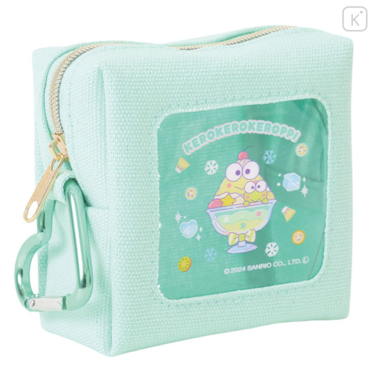Japan Sanrio Petit Pouch with Carabiner - Keroppi Special Drink - 1