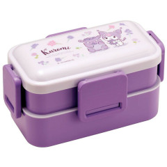 Japan Sanrio 2 Tier Bento Lunch Box - Kuromi / Purple Flora