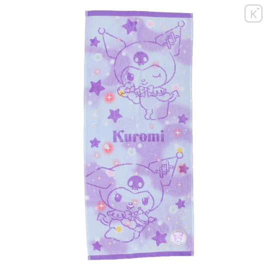 Japan Sanrio Jacquard Face Towel - Kuromi / Twinkle Star - 1