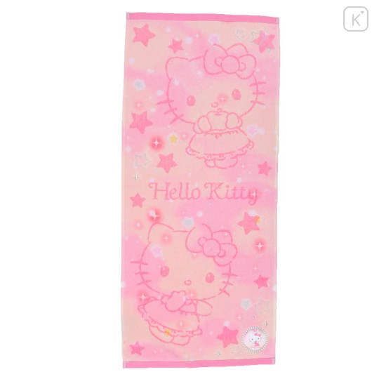 Japan Sanrio Jacquard Face Towel - Hello Kitty / Twinkle Star - 1