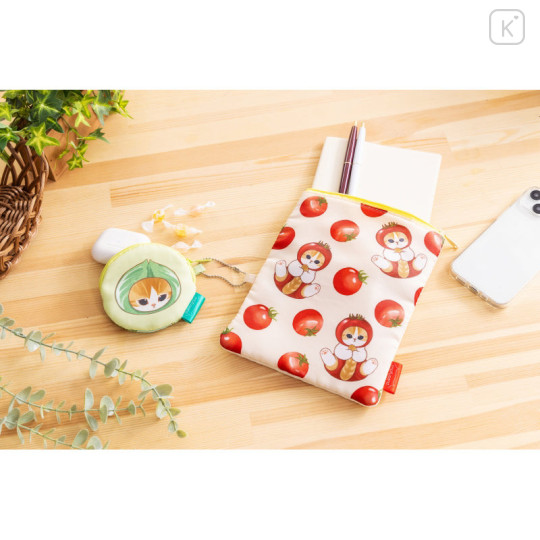 Japan Mofusand Mofumofu Marche 2 Size Gadget Pouch - Vegetable Cat / Tomato - 3