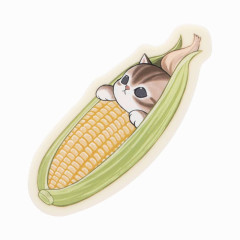 Japan Mofusand Mofumofu Marche Sleeping Acrylic Badge - Cat / Corn