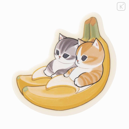 Japan Mofusand Mofumofu Marche Sleeping Acrylic Badge - Cat / Banana - 1