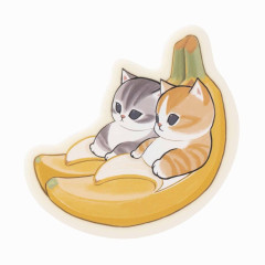 Japan Mofusand Mofumofu Marche Sleeping Acrylic Badge - Fruit Cat / Banana Nyan