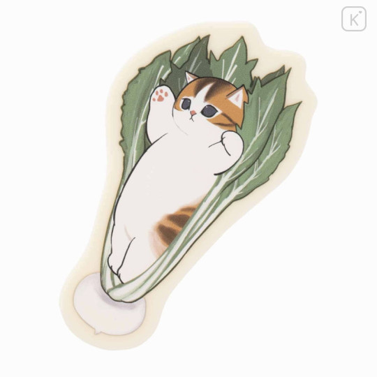 Japan Mofusand Mofumofu Marche Sleeping Acrylic Badge - Vegetable Cat / Turnip - 1