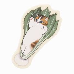 Japan Mofusand Mofumofu Marche Sleeping Acrylic Badge - Vegetable Cat / Turnip