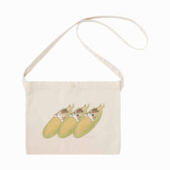 Japan Mofusand Mofumofu Marche Crossbody Bag - Vegetable Cat / Lined-up Corn