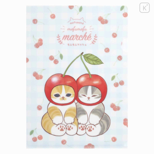Japan Mofusand Mofumofu Marche A4 Clear File - Cat / Cherry - 3