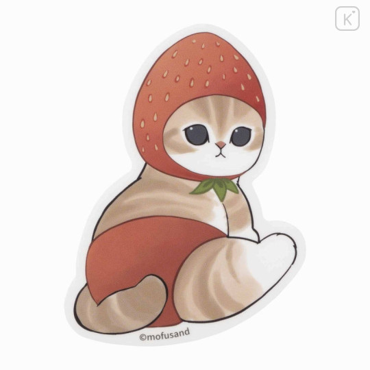 Japan Mofusand Mofumofu Marche Vinyl Sticker - Cat / Strawberry - 1