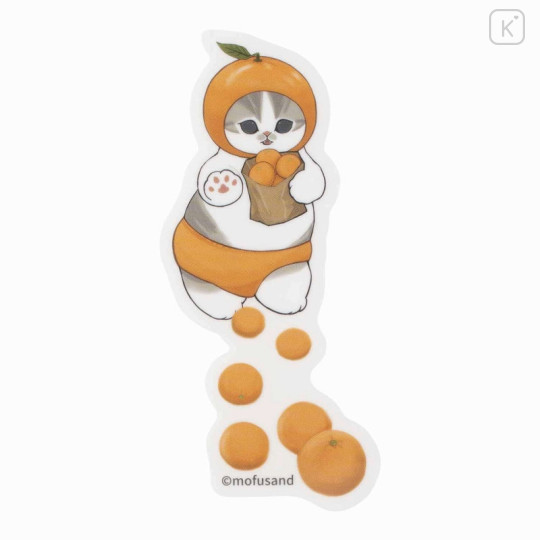 Japan Mofusand Mofumofu Marche Vinyl Sticker - Fruit Cat / Orange Roll - 1