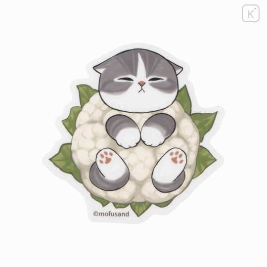 Japan Mofusand Mofumofu Marche Vinyl Sticker - Cat / Cauliflower - 1