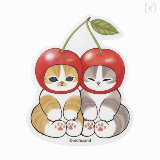 Japan Mofusand Mofumofu Marche Vinyl Sticker - Cat / Cherry - 1