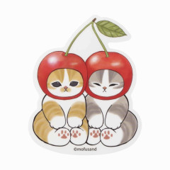 Japan Mofusand Mofumofu Marche Vinyl Sticker - Cat / Cherry