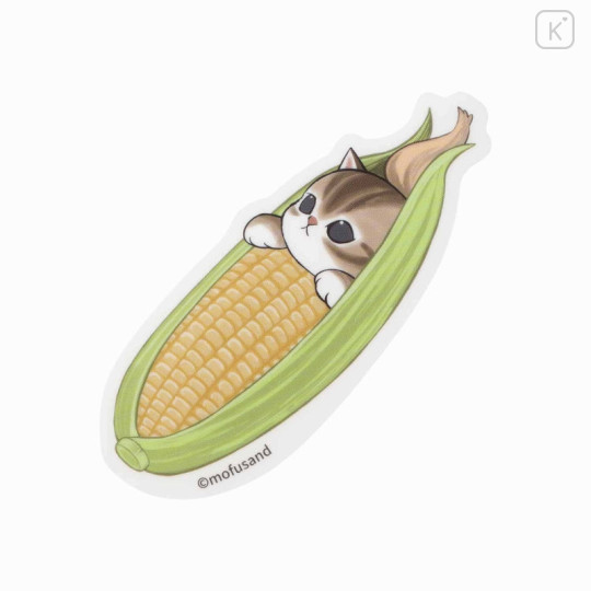 Japan Mofusand Mofumofu Marche Vinyl Sticker - Vegetable Cat / Corn - 1