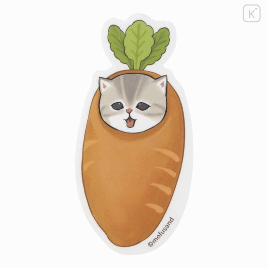 Japan Mofusand Mofumofu Marche Vinyl Sticker - Vegetable Cat / Carrot - 1