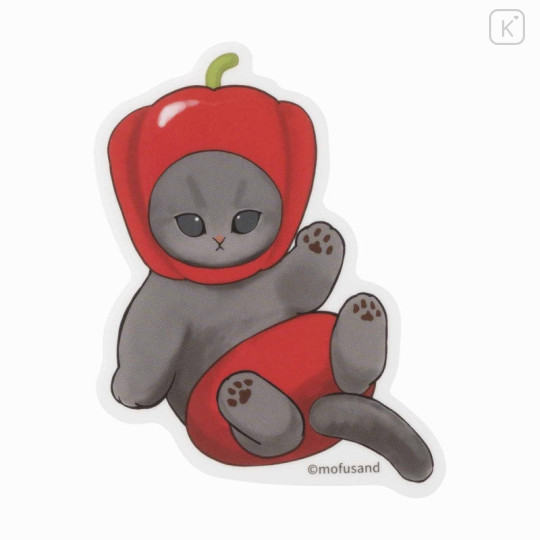 Japan Mofusand Mofumofu Marche Vinyl Sticker - Vegetable Cat / Red Bell Pepper - 1