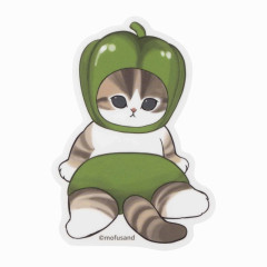 Japan Mofusand Mofumofu Marche Vinyl Sticker - Vegetable Cat / Green Pepper