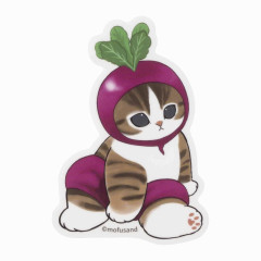 Japan Mofusand Mofumofu Marche Vinyl Sticker - Vegetable Cat / Radish