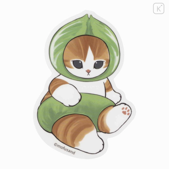 Japan Mofusand Mofumofu Marche Vinyl Sticker - Cat / Brussels Sprouts - 1