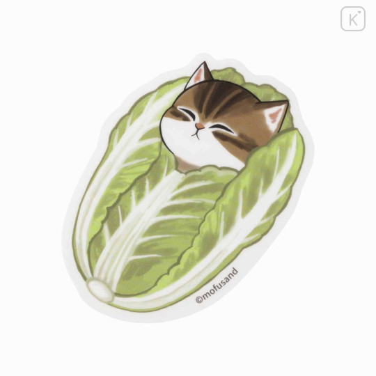 Japan Mofusand Mofumofu Marche Vinyl Sticker - Vegetable Cat / Chinese Cabbage - 1