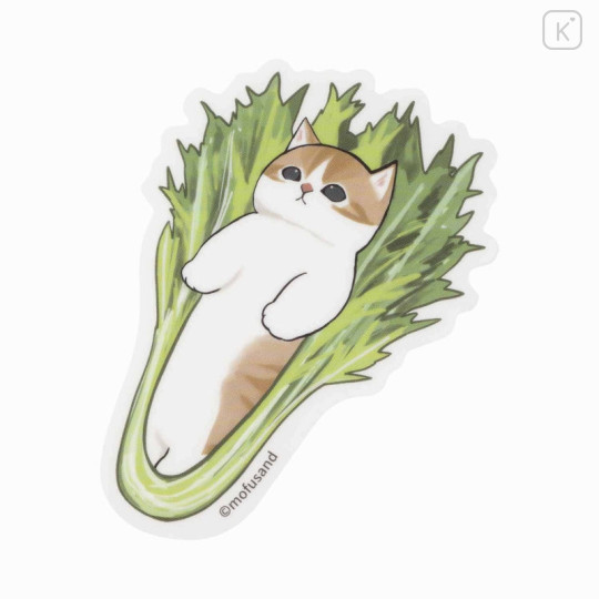 Japan Mofusand Mofumofu Marche Vinyl Sticker - Vegetable Cat / Mizuna - 1