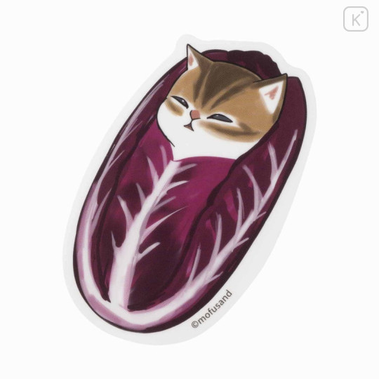 Japan Mofusand Mofumofu Marche Vinyl Sticker - Vegetable Cat / Purple Chinese Cabbage - 1