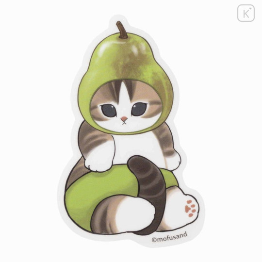 Japan Mofusand Mofumofu Marche Vinyl Sticker - Fruit Cat / Pear - 1