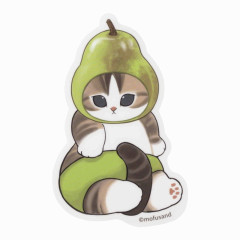 Japan Mofusand Mofumofu Marche Vinyl Sticker - Cat / Pear