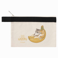 Japan Mofusand Mofumofu Marche Flat Pouch - Cat / Banana