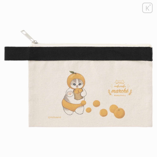 Japan Mofusand Mofumofu Marche Flat Pouch - Fruit Cat / Orange - 1